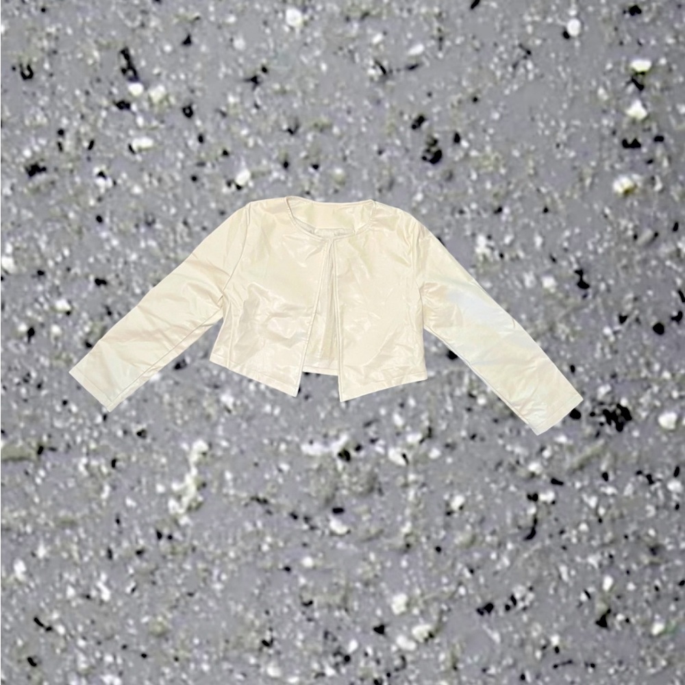 Women PU Leather Cropped Jacket Long Sleeve - Picture 3 of 3